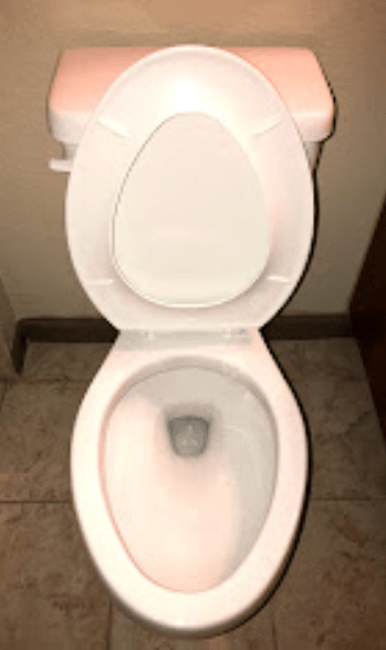 A clean, modern toilet viewed from above, showcasing its white bowl and seat against a light-toned wall. Relevant for bathroom design discussions.